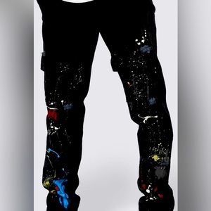 Straight Leg Twill Paint Cargo pants